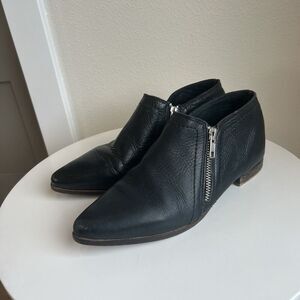 Free People Black Leather Double Zip Pointed Toe Loafer Slip On Women’s 36 US 5